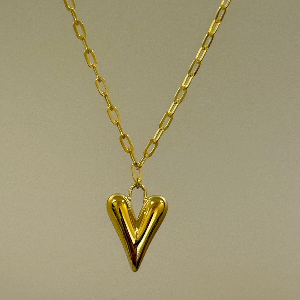 Heart necklace sterling silver plated by 14k gold